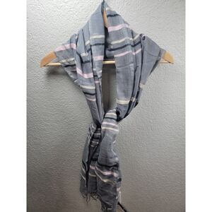 FashionABLE Gray Striped Cotton Scarf Handmade in Ethiopia Pink Cream Black
